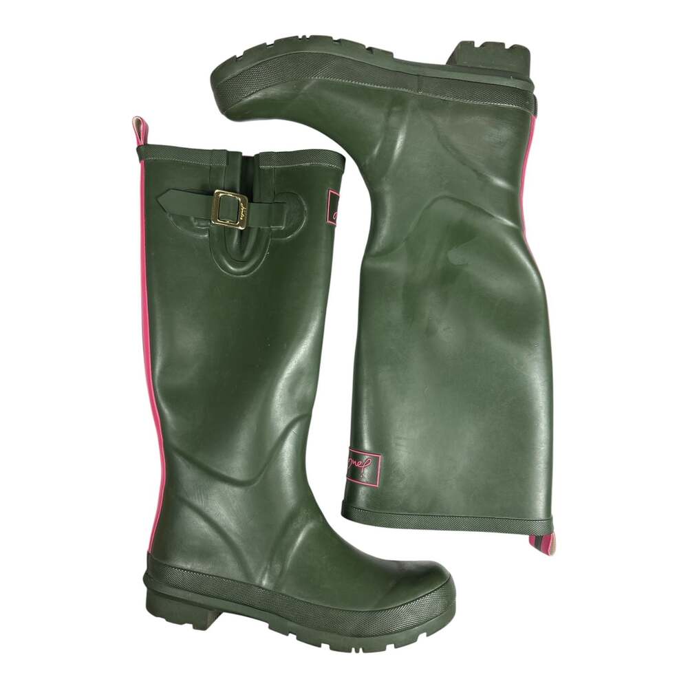 Joules T.Fieldwelly Women's US 7 Olive Green Pink Knee High Rain Boots